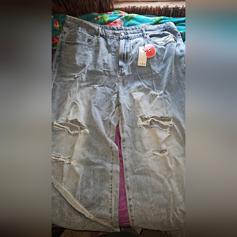 Cider brand wide leg destructed baggy jeans 4x/26